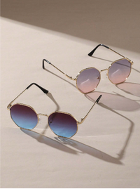 Ensemble de 2 pièces de lunettes à la mode avec monture en métal et décoration géométrique