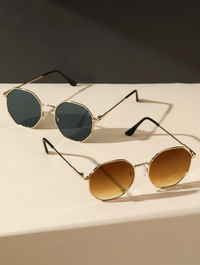 Ensemble de 2 pièces de lunettes à la mode avec monture en métal et décoration géométrique