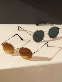 Ensemble de 2 pièces de lunettes à la mode avec monture en métal et décoration géométrique