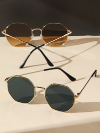 Ensemble de 2 pièces de lunettes à la mode avec monture en métal et décoration géométrique