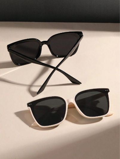 Ensemble de 2 paires de lunettes carrées à la mode Y2K pour femmes, ornées de clous, adaptées pour un usage quotidien, les fêtes en extérieur, et les accessoires de plage pour la protection des yeux