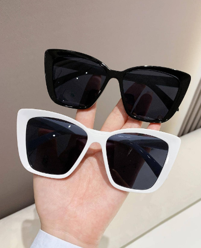 Ensemble de 2 pièces de lunettes de mode pour femmes en plastique, forme œil de chat