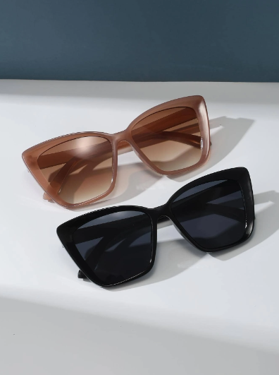 Ensemble de 2 pièces de lunettes de mode pour femmes en plastique, forme œil de chat