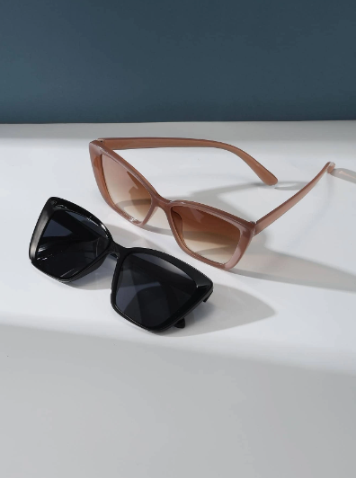 Ensemble de 2 pièces de lunettes de mode pour femmes en plastique, forme œil de chat