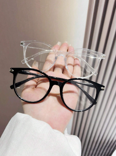 Ensemble de 2 paires de lunettes rondes unisexes à la mode avec verres transparents plats, adaptées pour la rentrée, la lecture, et un usage quotidien