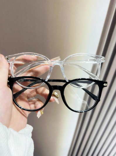 Ensemble de 2 paires de lunettes rondes unisexes à la mode avec verres transparents plats, adaptées pour la rentrée, la lecture, et un usage quotidien