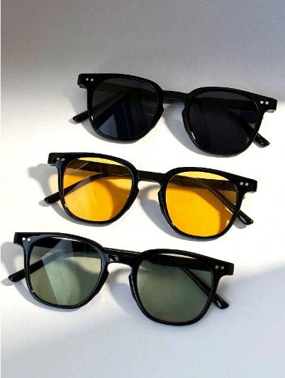 Ensemble de 3 lunettes de mode pour hommes à monture carrée avec rivets, accessoires décontractés pour un usage quotidien