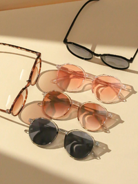 Lunettes de soleil pour femmes à motif géométrique en polycarbonate (5 pièces), style streetwear, été