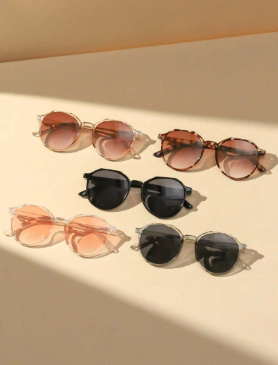 5 pièces de lunettes de soleil pour femmes avec motif géométrique, style streetwear pour l'été