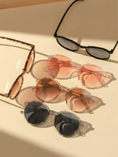 5 pièces de lunettes de soleil pour femmes avec motif géométrique, style streetwear pour l'été