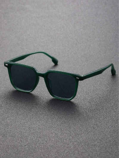 1 pièce de lunettes de mode classiques pour hommes, monture carrée en plastique vert, pour la conduite et les accessoires de vacances en plein air