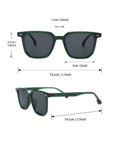 1 pièce de lunettes de mode classiques pour hommes, monture carrée en plastique vert, pour la conduite et les accessoires de vacances en plein air