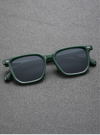 1 pièce de lunettes de mode classiques pour hommes, monture carrée en plastique vert, pour la conduite et les accessoires de vacances en plein air