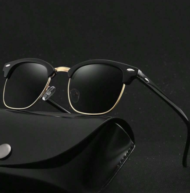 1 pièce de lunettes de mode polarisées, style tendance à demi-monture avec rivets, unisexes, rétro