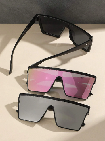 3 pièces Lunettes de mode à grand cadre carré en plastique